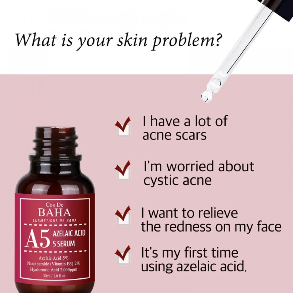 Cos De Baha Azelaic Acid 5% Serum А5 30 ml Сироватка з азелаЇновою